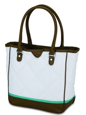 Callaway Uptown White and Brown Tote Bag with Green Accent